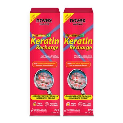 Novex Keratin Recharge Leave In Conditioner 2 pack - Reconstructive Keratin, Frizz control &amp; Damage Repair