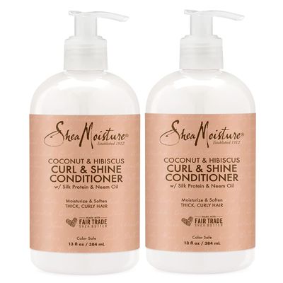 SheaMoisture Curl and Shine Conditioner For Thick, Curly Hair Coconut and Hibiscus Sulfate Free, 13 Fl Oz (Pack of 2)