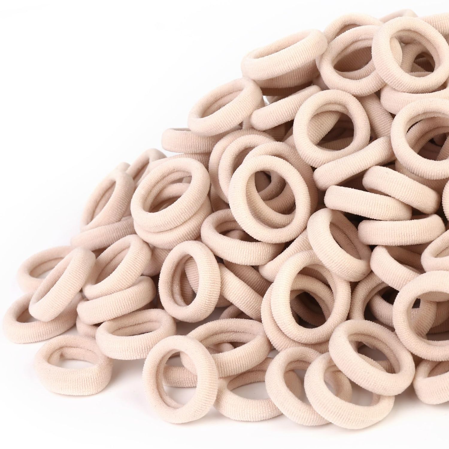 Qarwayoc 300PCS Blonde Girls Hair Ties, Seamless Toddler Hair Bands No Damage, Cotton Small Hair Ponytail Holders and Mini Kids Elastic Holders No Crease, Blond (Diameter 0.97 Inch) by NSpring