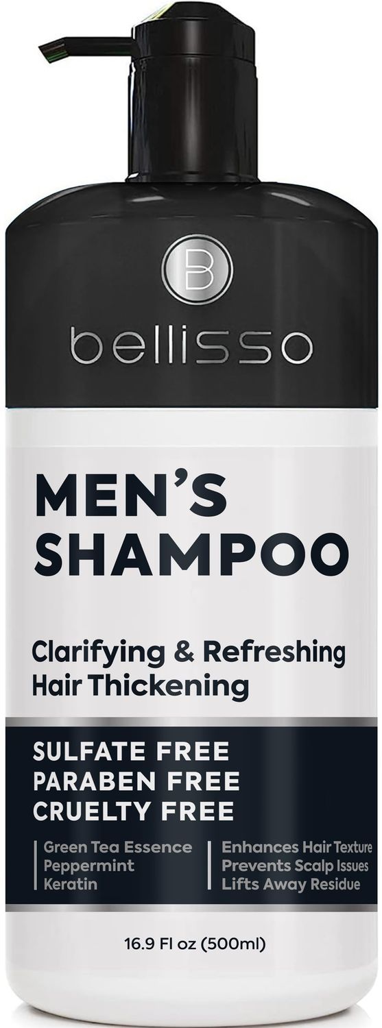 Shampoo for Men - Tea Tree Oil and Peppermint - Sulfate Free, Paraben Free - Clarifying, Refreshing, Volumizing &amp; Moisturizing Hair Thickening Formula - Ideal for Oily Hair, Dry Scalps and Build Up