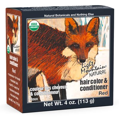 Light Mountain Henna Hair Color &amp; Conditioner - Red Hair Dye, Organic Henna Leaf Powder and Botanicals, Chemical-Free, Semi-Permanent Hair Color + 4 Hair Clips