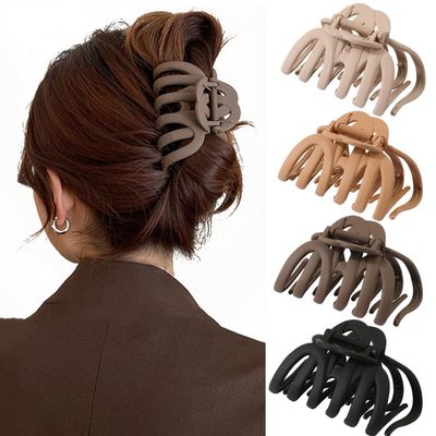 4 Pcs Octopus Claw Clips Matte Hair Clips Octopus Hair Claw Clips for Women 3.8&quot; Large Hair Claw Clips for Women Strong Grip Non-slip Jaw Clips for Thick,natural color