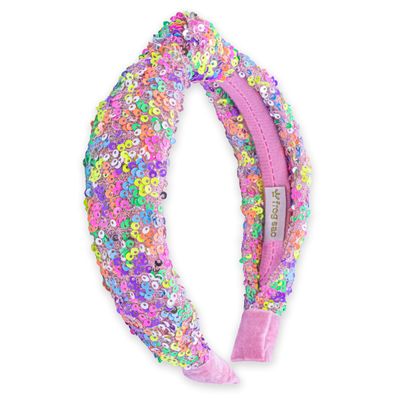 FROG SAC Sequin Knot Headband for Girls, Rainbow Knotted Hair Bands Accessories for Kids, Sparkly Iridescent Little Girl Headbands, Cute Fashion Hairbands for Tweens Stocking Stuffers for Children