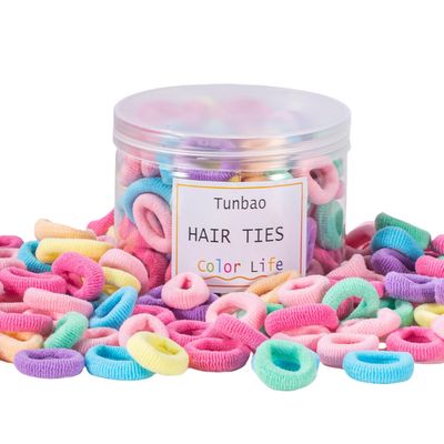 Tunbao 100 Psc Baby Hair Ties,Soft Cotton Toddler Hair Ties,Small Seamless Hair Ties for Little Girls and Kids,Multicolor Hair Elastics Ponytail Holders