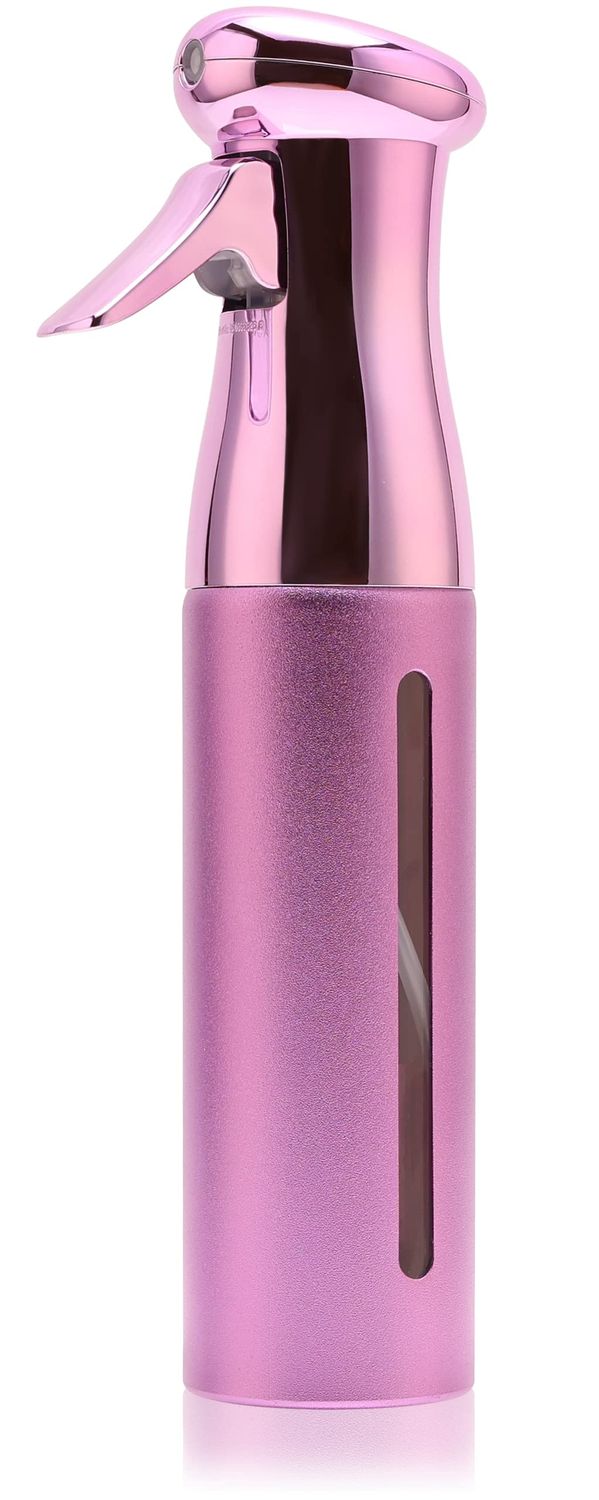 Salon Style Hair Spray Bottle, Fine Mist Continuous Spray Bottle | 10 Oz Luminous Aerosol Free Water Sprayer for Hairstyling, Plants, Cleaning Solutions Dispensing - Purple