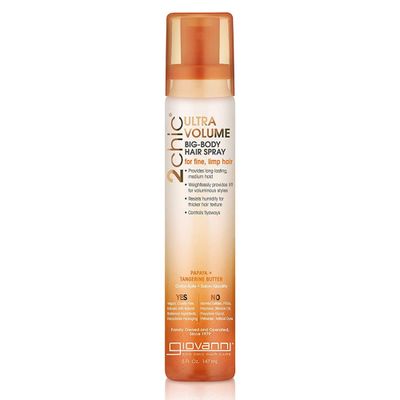 GIOVANNI 2chic Ultra-Volume Big-Body Hair Spray - Daily Volumizing Formula with Papaya &amp; Tangerine Butter, Promotes Weightless Control for Fine Limp Thin Hair, No Parabens, Color Safe - 5 fl oz