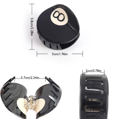 PERSONFUN Black 8 Ball Golf Club Hair Claw Clip for Women, 5.4cm/2.12 inches, Acetate Hair Claw 1PC
