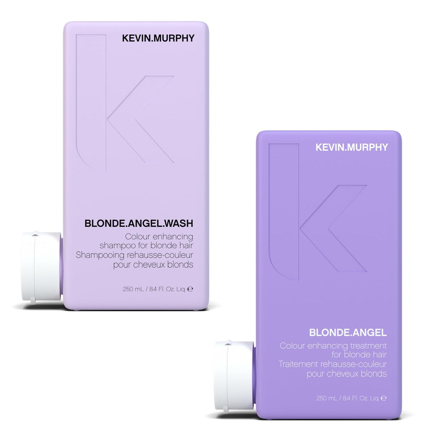 KEVIN.MURPHY BLONDE.ANGEL.WASH &amp; BLONDE.ANGEL - Purple Shampoo for Blondes - Blonde Conditioner - Colour Enhancement Hair Care - Colour Safe - Paraben/Sulphate Free - 250 mL / 8.4 fl oz, 2 Pack