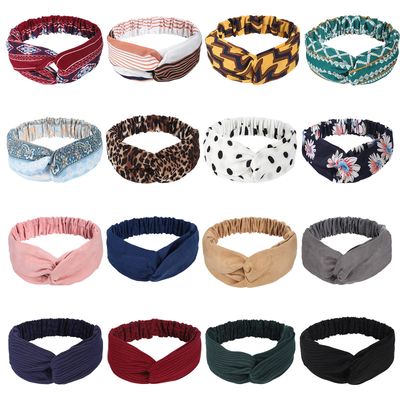 Meartchy 16 Pcs Hairbands for Women, Boho Headbands, Vintage Head Bands, Floral Twisted Criss Cross Elastic Head Wrap Hair Accessories