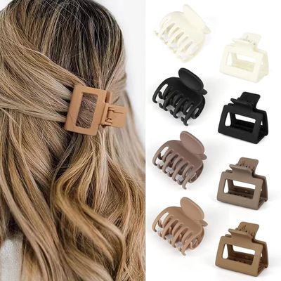 HFLYJPYW 8 Pack Small Claw Clips for Women Girls Double Row Teeth Medium Hair Clips Matte Claw Clips for Thin Hair No Slip Hair Clips for Short Hair Accessories (Dark Series)