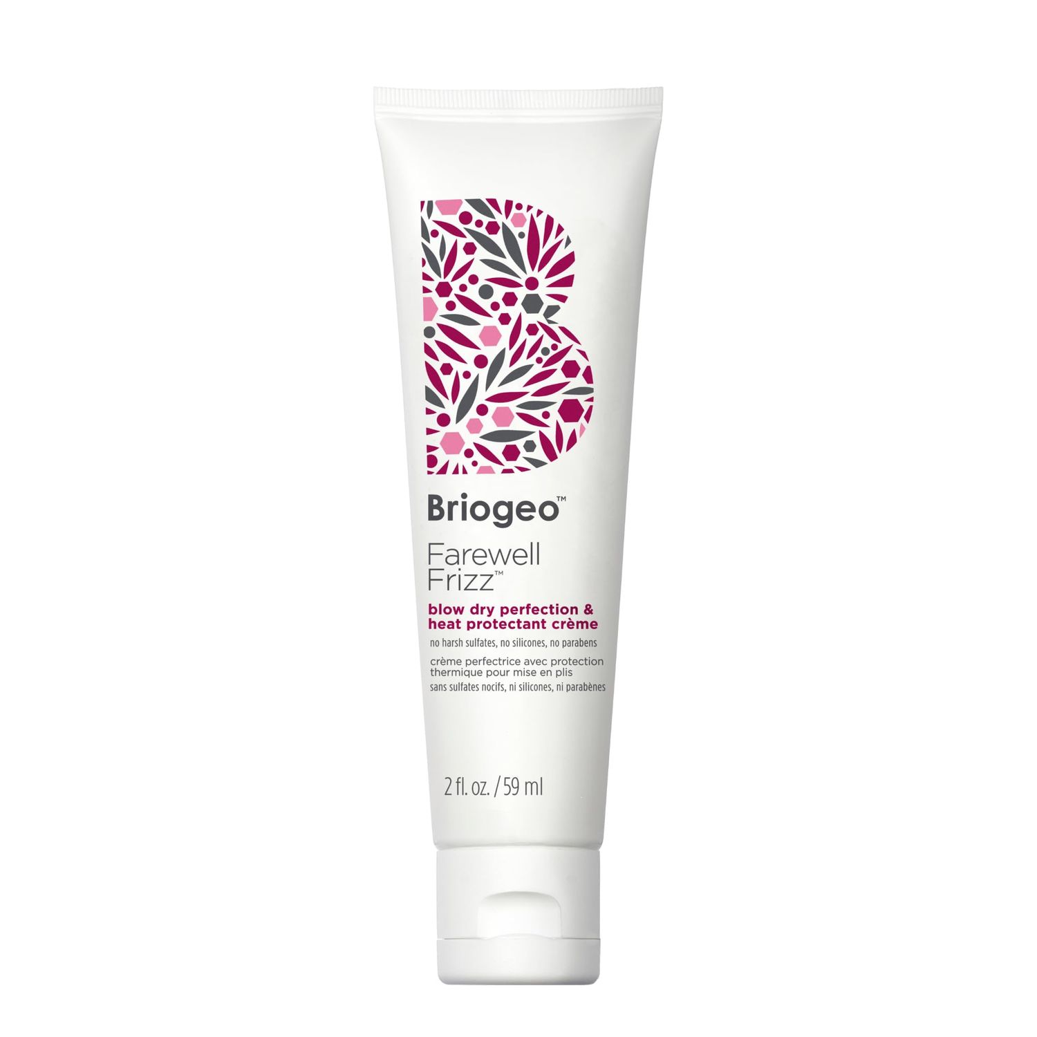 Briogeo Farewell Frizz Blow Dry Perfection &amp; Heat Protectant Crme, Anti Frizz Hair Cream with Argan Oil for Styling, Silicone-free, Heat Protectant, Smooths Hair, Vegan, Cruelty-Free, 2 fl oz