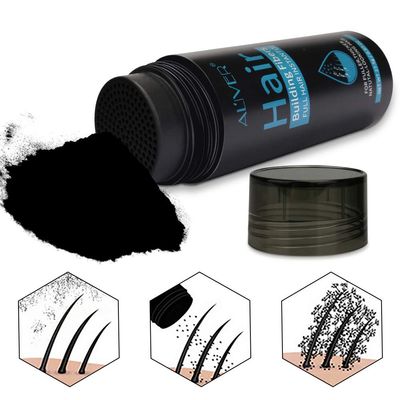ELAIMEI Black Hair Fibers for Thinning Hair, Natural Formula, Unscented Powder, Black, Unisex Adult, Men &amp; Women