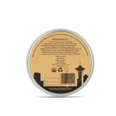 Seattle Pomade Co. USDA Certified Organic Pomade. Medium Hold &amp; High Shine, Hair Styling Formula for Straight, Thick and Curly Hair. Non GMO
