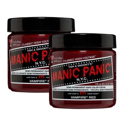 MANIC PANIC Classic Vampire Red Semi Permanent Hair Color - Deep Blood Red Hair Dye for Women &amp; Men That Lasts 4-6 Weeks - Vegan, Ammonia &amp; Cruelty-Free - Create &amp; Mix Custom Shades (4oz / 2pk)