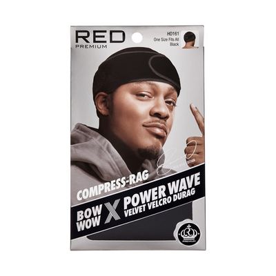 Red by Kiss Premium Bow Wow X Power Wave Durag, 360 Wave Compression Cap for Men &amp; Women, Adjustable Hook-and-Loop Strap, Stylish &amp; Durable, Ideal for Locs, Braids, Finger Waves (Velvet - Black)