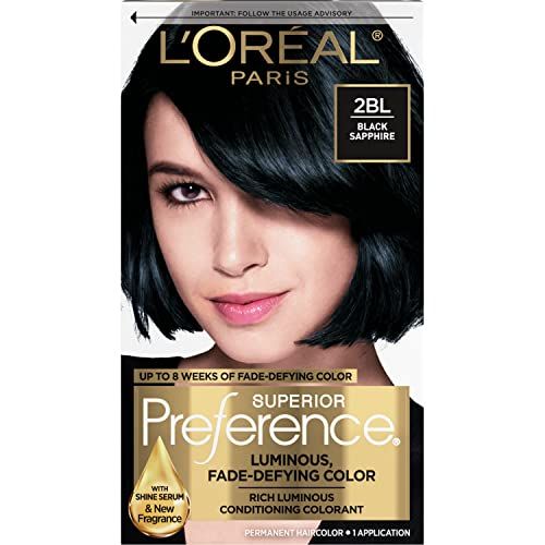 L&#39;Oreal Paris Superior Preference Fade-Defying + Shine Permanent Hair Color, 2BL Black Sapphire, Pack of 1, Hair Dye