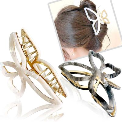 Solilayx Large Butterfly Claw Clip, Acetate Metal Hair Claw Clip for Women, Non-Slip Hair Clips for Thick Hair, Stylish Hair Accessories for Women &amp; Teens - 2Pack