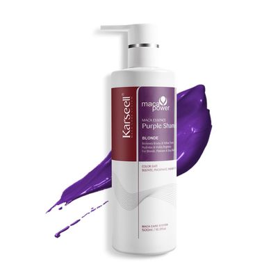 Karseell maca power Purple Shampoo Professional Neutralizes Brass &amp; Yellow Tones For Blonde Silver Gray Highlighted Hair 16.90 oz 500ml
