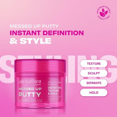Lee Stafford Hair Styling Pomade | Messed Up Putty - Lighweight, Pliable Shaping Wax Paste, All Lengths, Firm Hold for Texturizing & Definition, Flyaway Tamer, Smoothing Slick Back, Men & Women