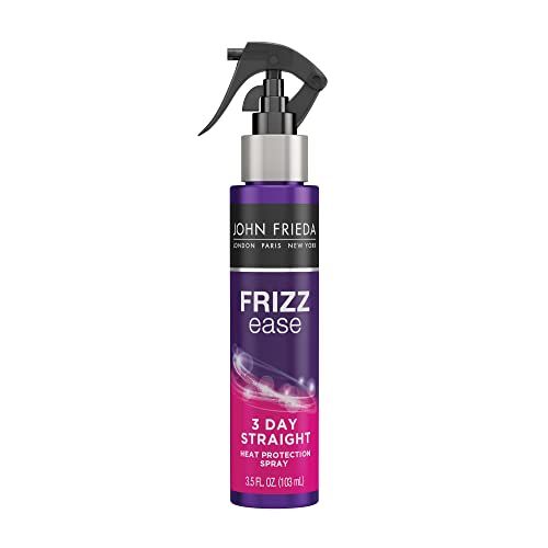 John Frieda Frizz Ease 3 Day Straight Heat Protection Spray, Keeps Hair Straight and Frizz-Free for 3 Days, Keratin-Infused Flat Iron &amp; Styling Spray for a Smooth, Sleek Finish, 3.5 Oz