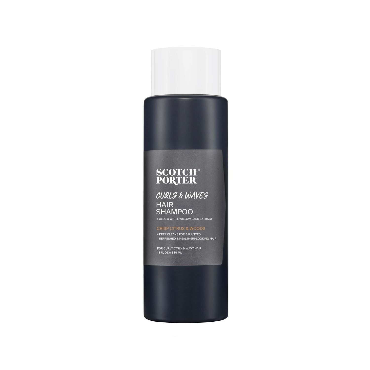 Scotch Porter Curls &amp; Waves Shampoo for Men | Gentle Hydrating Wash Promotes Softness, Shine &amp; Scalp Health | Free of Parabens, Sulfates &amp; Silicones | Vegan | 13oz