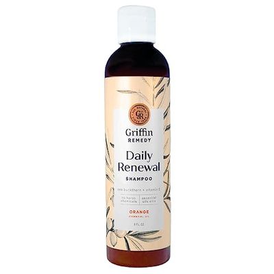 Griffin Remedy Moisturizing Daily Shampoo - All Natural with Essential Oils, Sulfate Free, Paraben Free - Color Safe Shampoo to Moisturize, Soften and Strengthen All Hair Types, 8 fl oz