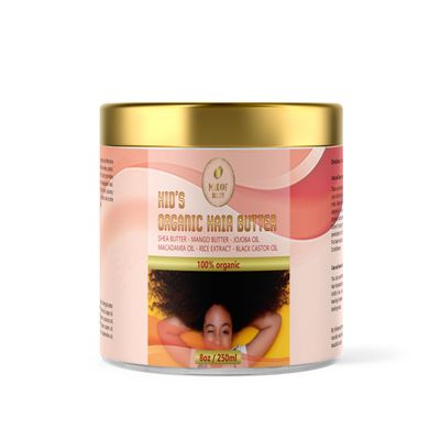 Organic Kids Hair Butter for Healthy and Frizz- Free Hair, Hair detangler for kids, Nourish, Hydrates, Moisturizes, Strengthens, and smooths hair. All Hair Types. 8 oz (250ML)