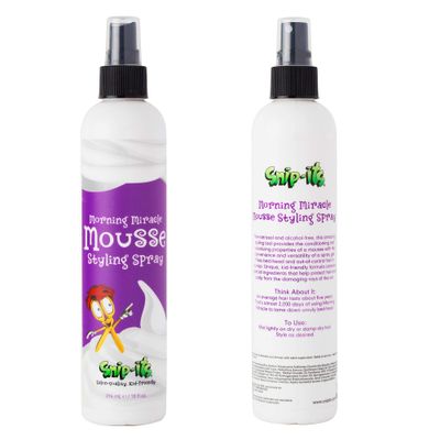Snip-its Morning Miracle Natural Hair Mousse Spray 10oz | Light Hold Kids Styling Product - Tropical Scented Gel Alternative for Unruly Curly Hair - Made in USA | Salon Quality