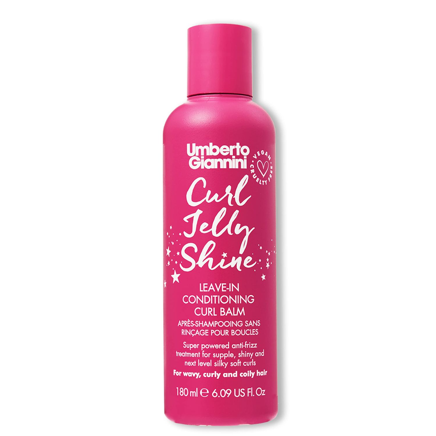 Umberto Giannini Curl Jelly Shine 6 fl Oz - Moisturizing Leave-In Conditioner, Heat Protecting, Anti-Frizz, Curl Defining Cream for 2a-4c Curly, Wavy &amp; Coily Hair. Vegan &amp; Cruelty-Free