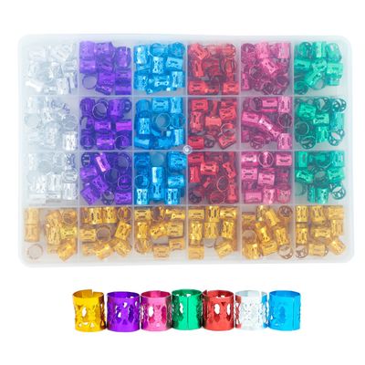 Loceast 400pcs Hair Jewelry for Braids, Dreadlocks, Beads, Cuffs, Rings &amp; Clips - Colorful Aluminum, Adjustable Metal Hair Accessories for Women &amp; Girls (Multi-colored)