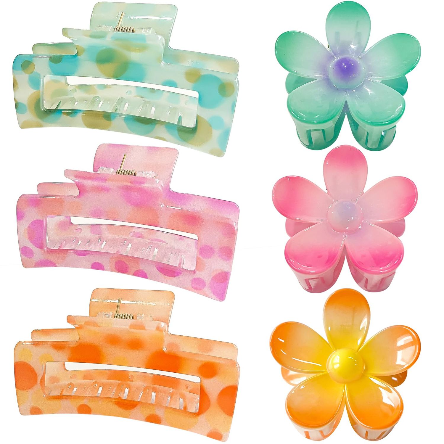 GQLV Hair Accessories Gift Set: Nonslip Big Cute Hair Claws, Medium Flower Hair Clips for Thick/Thin Hair, Hair Styling Accessories for Women/Girls
