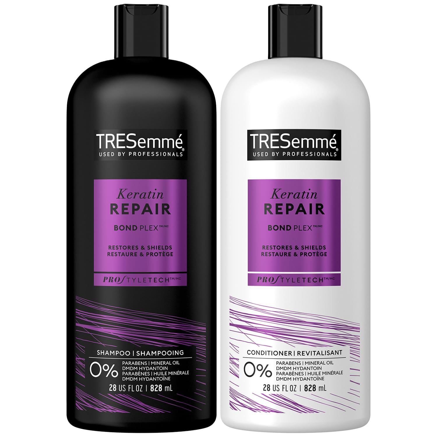 TRESemm Shampoo and Conditioner, Keratin Repair - Bond Repair Hair Treatment, Frizz Control, 28 Oz Ea