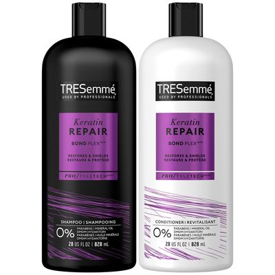 TRESemm Shampoo and Conditioner, Keratin Repair - Bond Repair Hair Treatment, Frizz Control, 28 Oz Ea