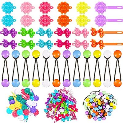 100 Pcs Hair Barrettes with Flower, Bow &amp; Cartoon Designs - Self-Hinge Plastic Pins for Baby Girls, Toddlers (Cool)