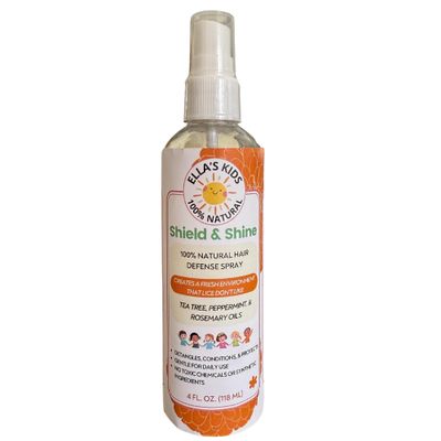 Ella&#39;s Kids Shield and Shine Spray - Natural Lice Spray for Kids, Essential Oil Formula with Tea Tree Oil, Rosemary Oil, Peppermint Oil, Lavender Oil, Detangles, Conditions &amp; Protects Hair