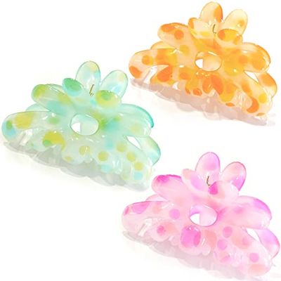 GQLV Hair Claw Clips - 3PCS Cute Styling Accessories for Women/Girls, Medium Nonslip Claws for Thin Hair, Strong Hold for Thick Hair