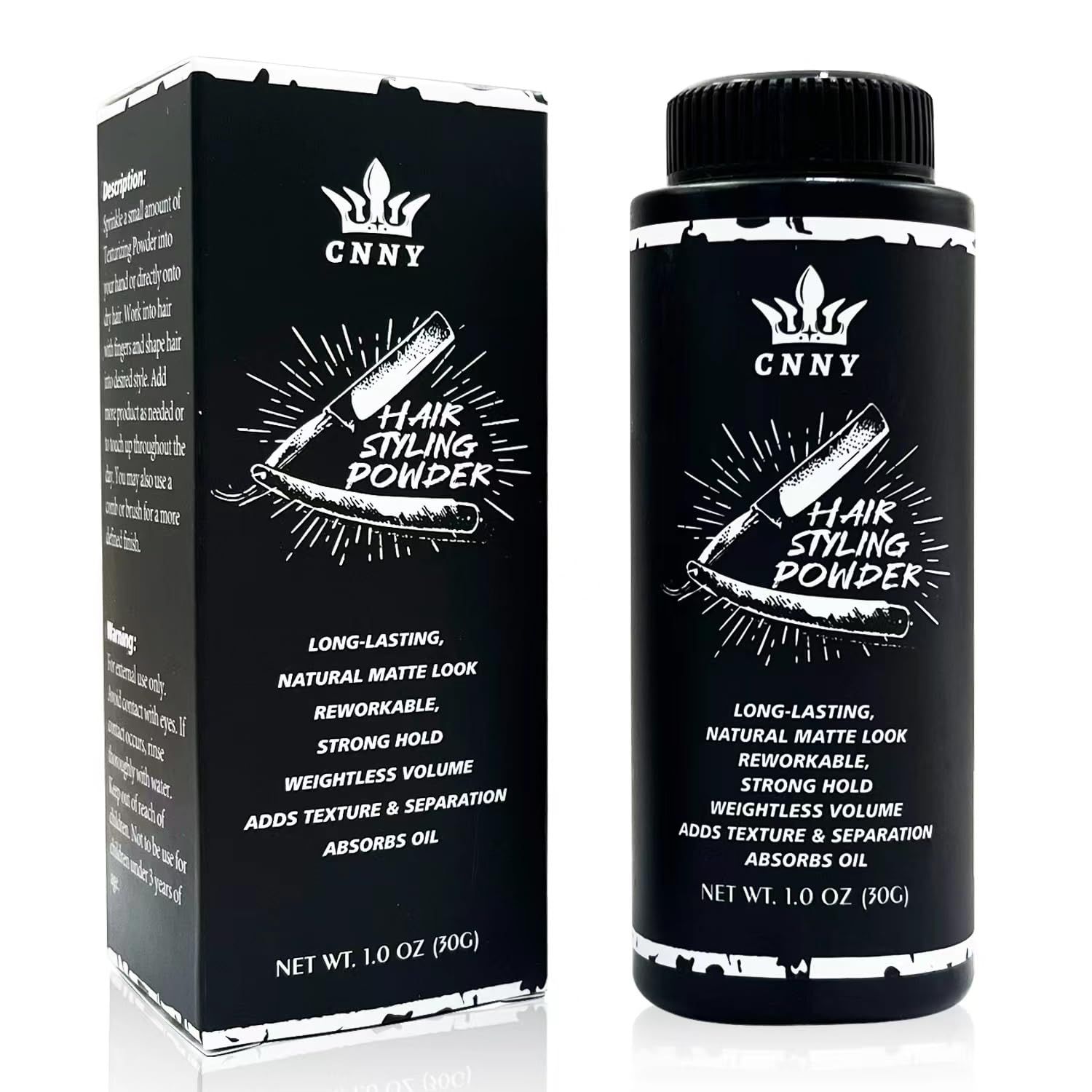 CNNY Hair Styling Powder for Men - 1oz/30g Fluffy Volumizing and Texturizing Powder for Natural Thickness and Look