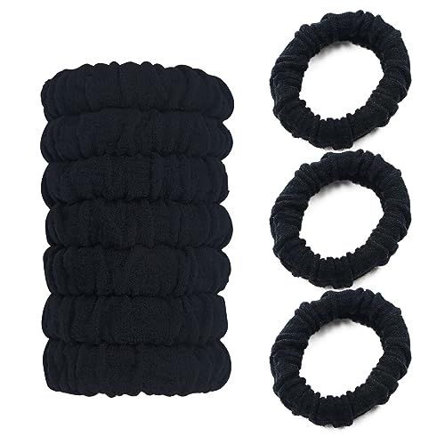 Youxuan No Damage Soft Polyester Hair Ties, No Tug Scrunchies Hair Bands with Strong Elasticity - Black