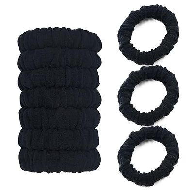 Youxuan No Damage Soft Polyester Hair Ties, No Tug Scrunchies Hair Bands with Strong Elasticity - Black