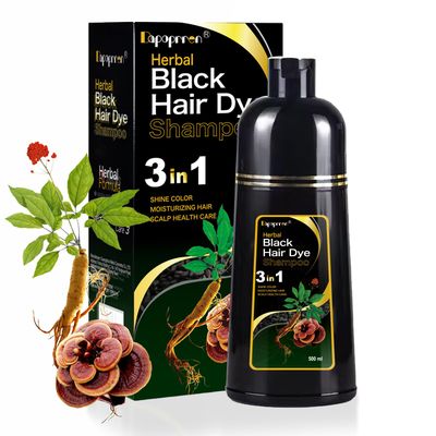 Dapoprren 3 in 1 Instant Black Hair Dye Shampoo | Herbal-Infused Color &amp; Nourishing Formula for Women &amp; Men and All Hair Types | 17 Oz