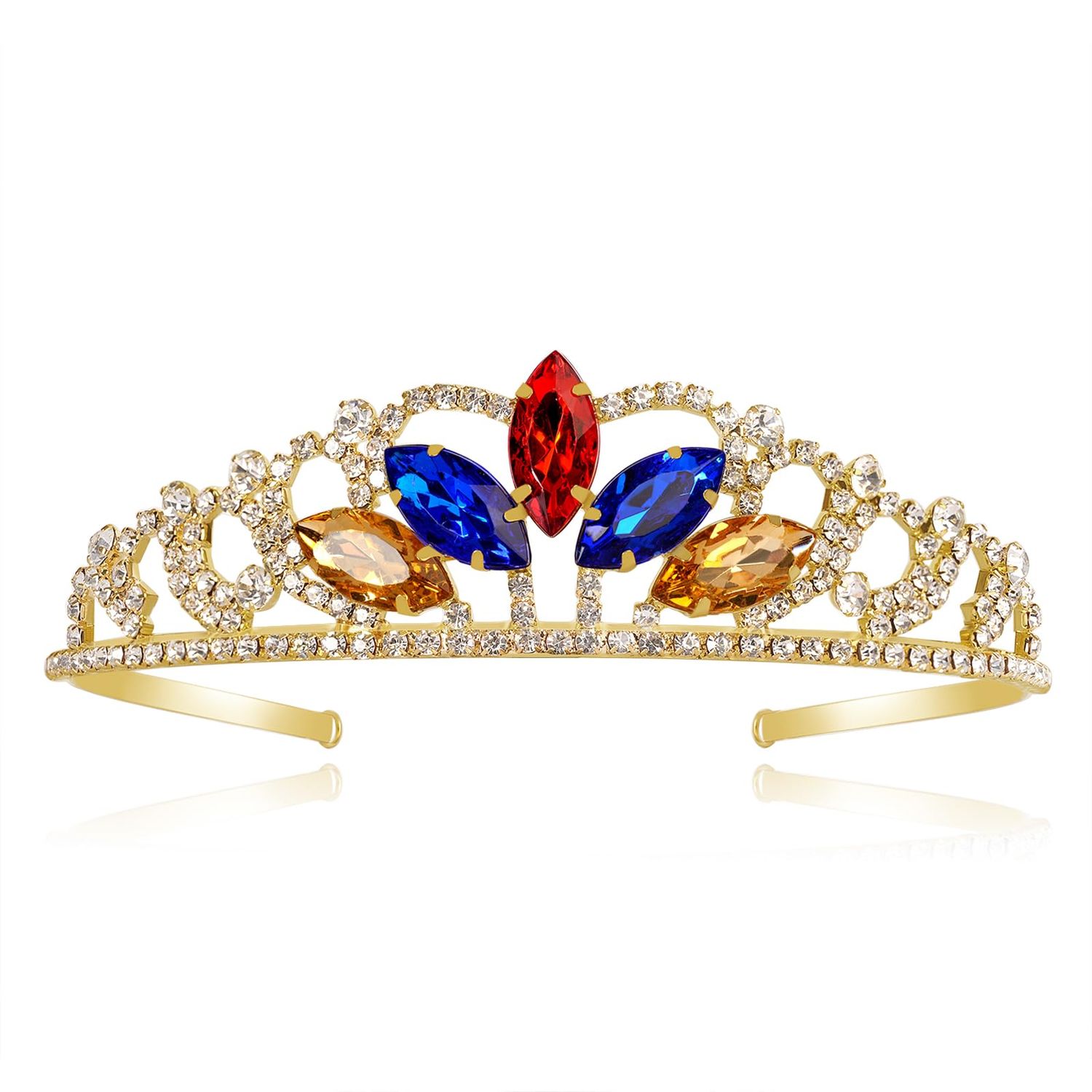 Snow White Tiara Princess Headband Sparkle Gold Crown Costume Accessories for Women Girls Halloween Cosplay Birthday Gift
