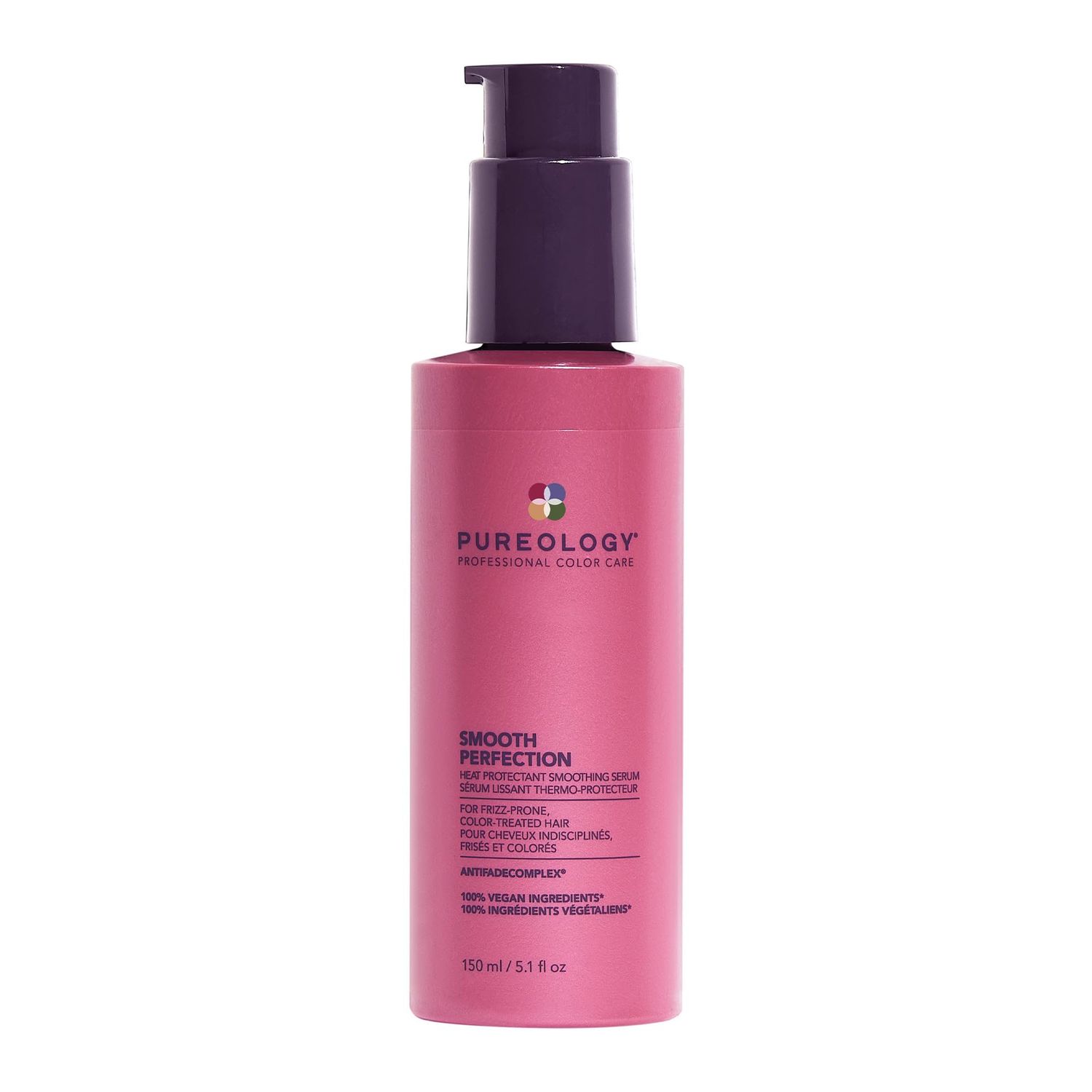 Pureology. Smooth Perfection Smoothing Serum - For Normal to Thick and Frizzy Hair, Smooths Hair &amp; Protects Against Heat Damage, Sulfate Free &amp; Vegan