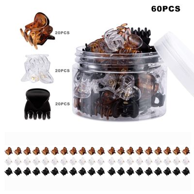 60 Pcs Durable Mini Hair Claw Clips, Great for Design Kids and Adult Hairstyles, Decroation Buns, Pining Bangs, Strong Grip, Multifunction Clamp Clips.(3 Colors)