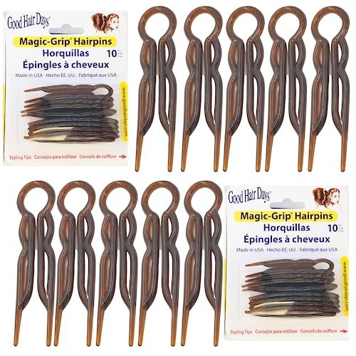 Good Hair Days Hair Pins - Plastic, U-shaped Magic Grip Hairpins, Strong Durable Pins For Fine, Thick &amp; Long Hair, Hair Styling Accessories, Set of 20 (Tortoise Shell)