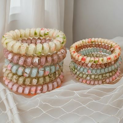 10 Pcs Teleties Small Cute Coil Hair Ties for Women Hair Ties Spiral Telephone Wire Hair Bands Small Elastic Hair Ties SP-5