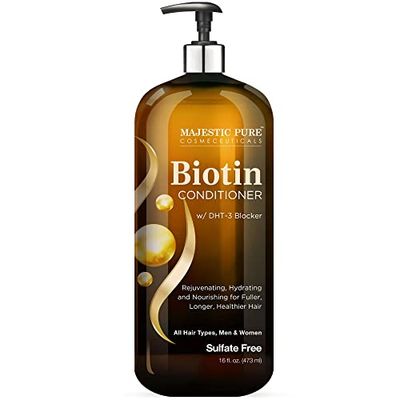 Majestic Pure Biotin Conditioner for Hair Loss - Thickening &amp; Volumizing Conditioner, with DHT-3 Blocker, Keratin &amp; Rosemary Oil, Sulfate Free, All Hair Types Hair Conditioner, 16 fl oz