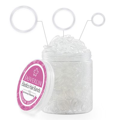 JASVERLIN Clear Hair Elastics, 2000 Pcs Variety Pack of Small, Medium, Large Rubber Bands Ponytail Holders and Polybands for Toddlers, Girls, Women, Baby
