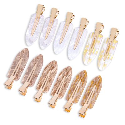 Cptots No Crease Creaseless No Bend Hair Clips For Styling Non Slip Flat Clips For Makeup Hair Accessories For Women,White Gold Color,12 PCS
