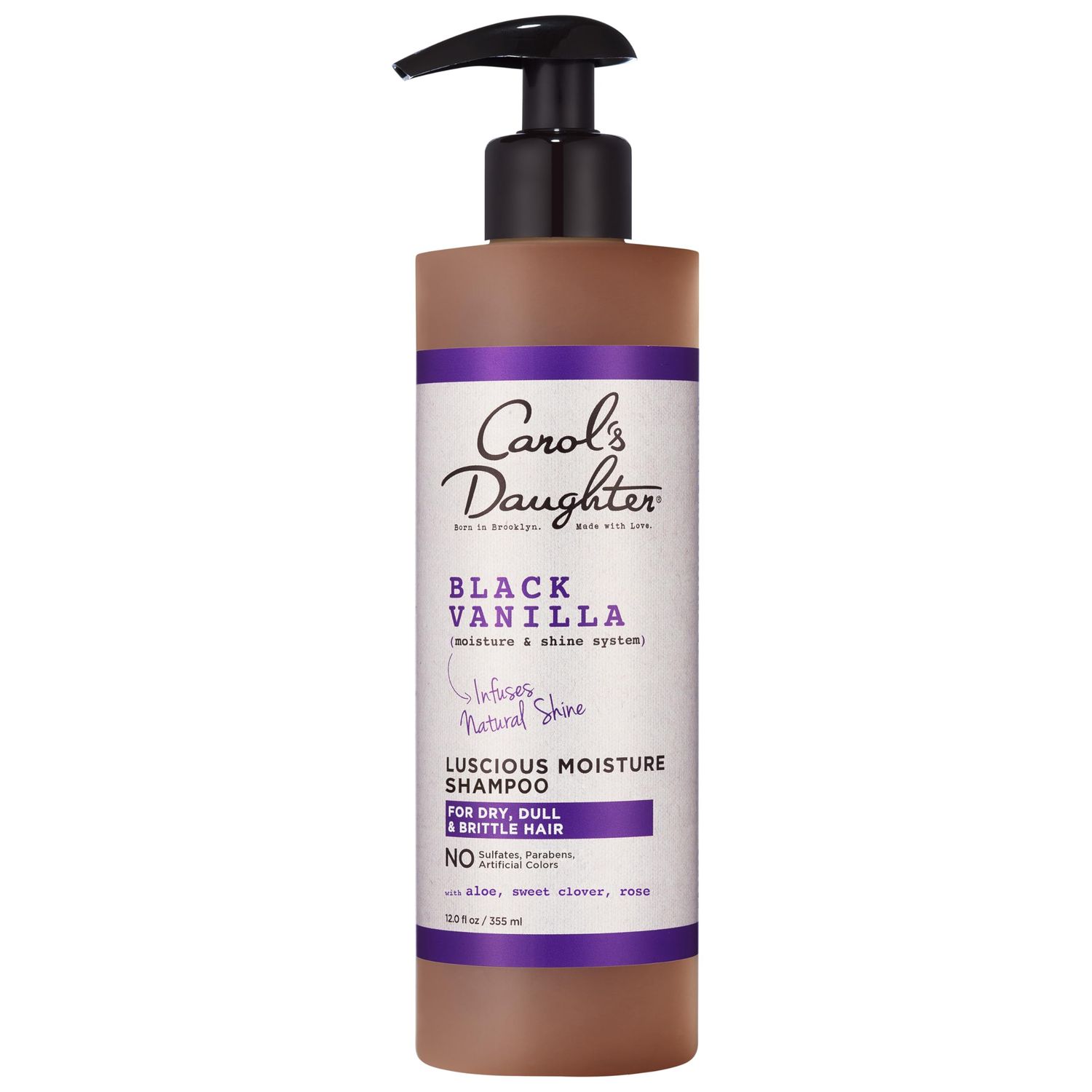 Carol&#39;s Daughter Black Vanilla Moisture Sulfate Free Shampoo for Curly, Wavy or Natural Hair, Moisturizing Hair Care for Dry, Damaged Hair, 12 Fl Oz