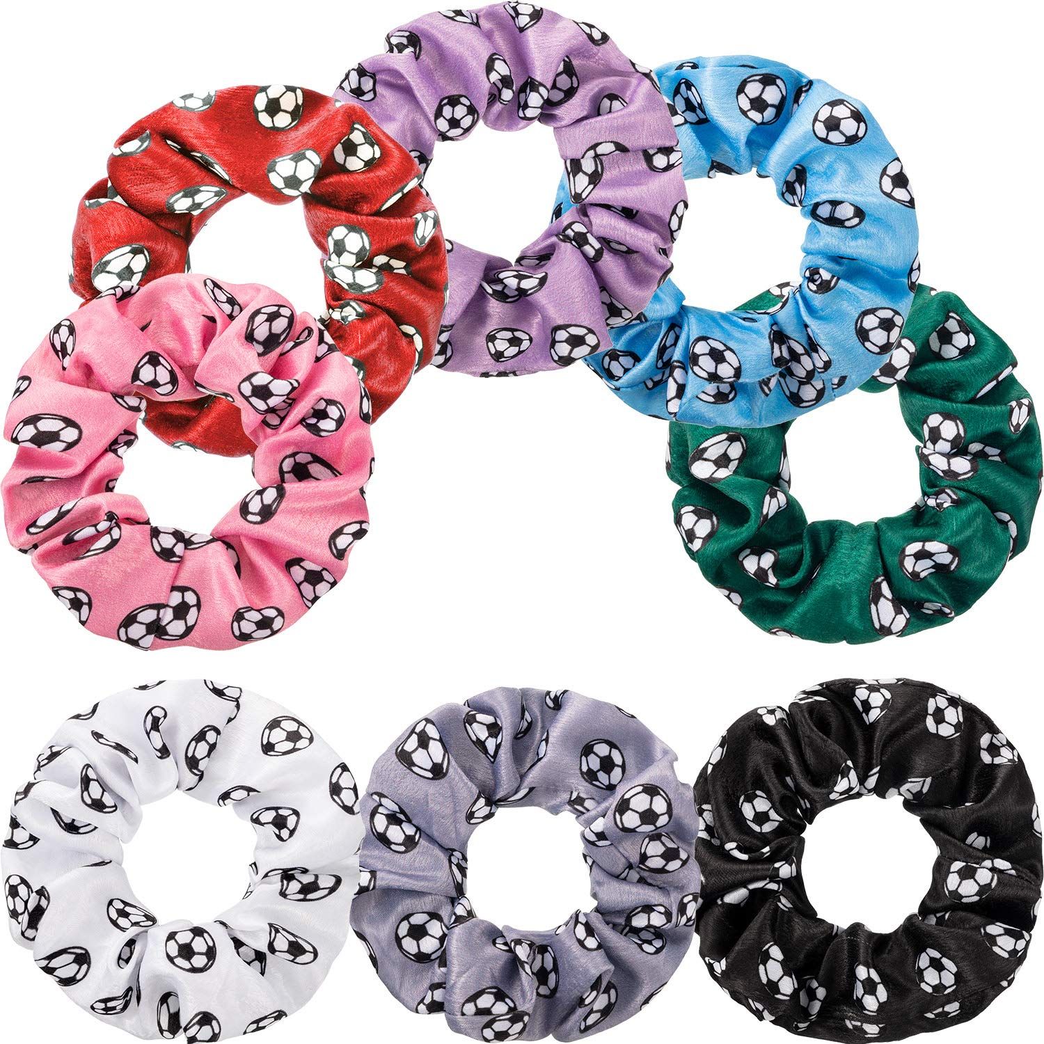 WILLBOND 8 Pieces Soccer Hair Scrunchies Soccer Hair Ties Elastic Bands Girl Gifts Ponytail Holders Sport Accessories for Girls Women Players Coaches Teams(Soccer)